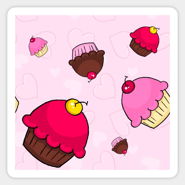 Valentine's Cartoon Cupcakes Sticker by dogbone42